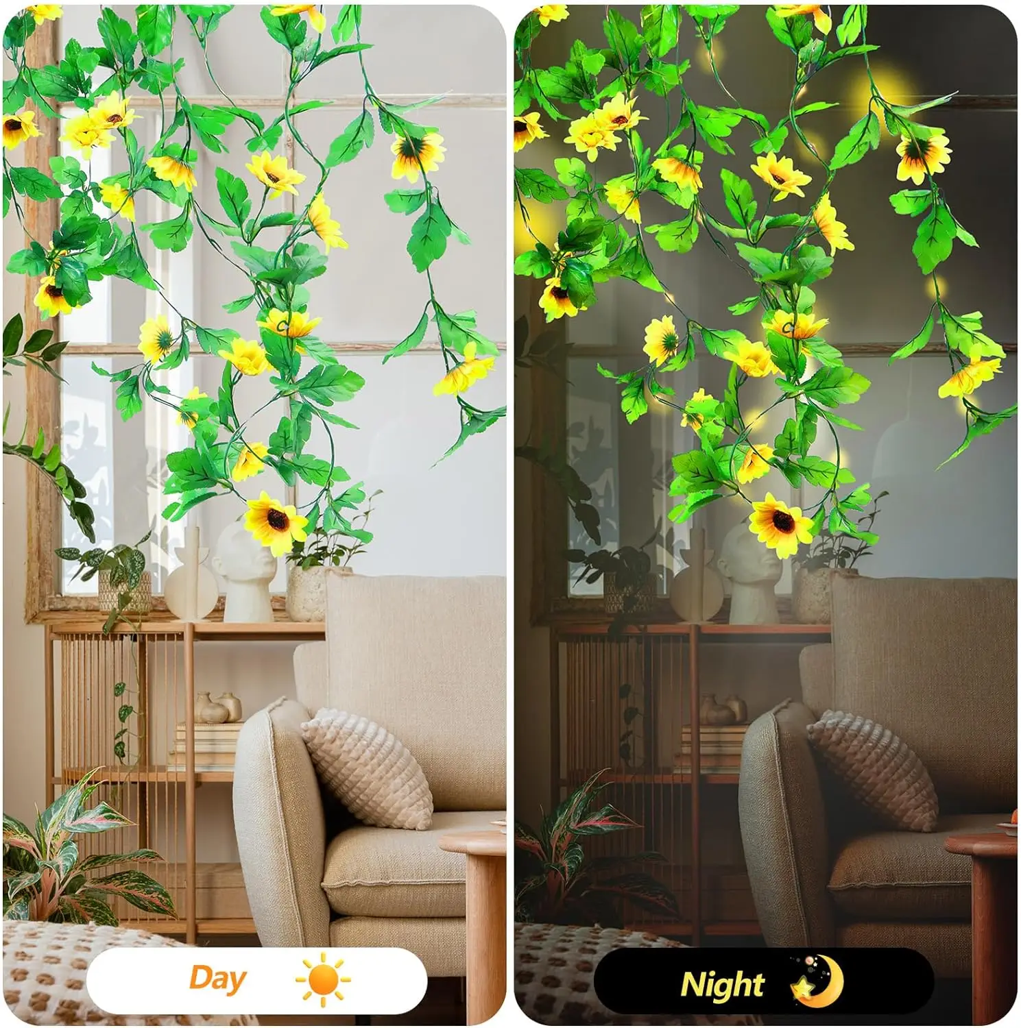 5/10M Sunflower String Light Outdoor Waterproof Artificial Flower Fairy String Lamp for Garden Patio Fence Yard Decoration