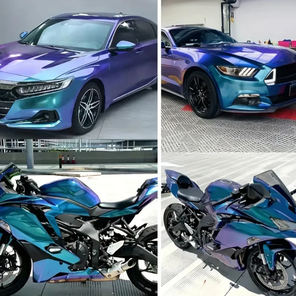 

Premium Glossy DIY Car Body Film Chameleon Pearl Glitter Vinyl Sticker Purple Blue Chameleon Automobiles Car Wrap Air Release