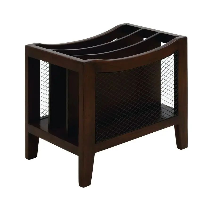 

Wood 3 Slot Magazine Holder with Netting Side Panels, 15 x 11 x 13, Brown
