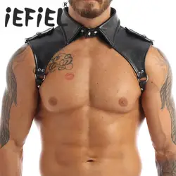 Harness Mens Nightclub Performance Tops Neckline Adjustable Body Chest Harness Lapel Bondage Costumes with Press Buttons