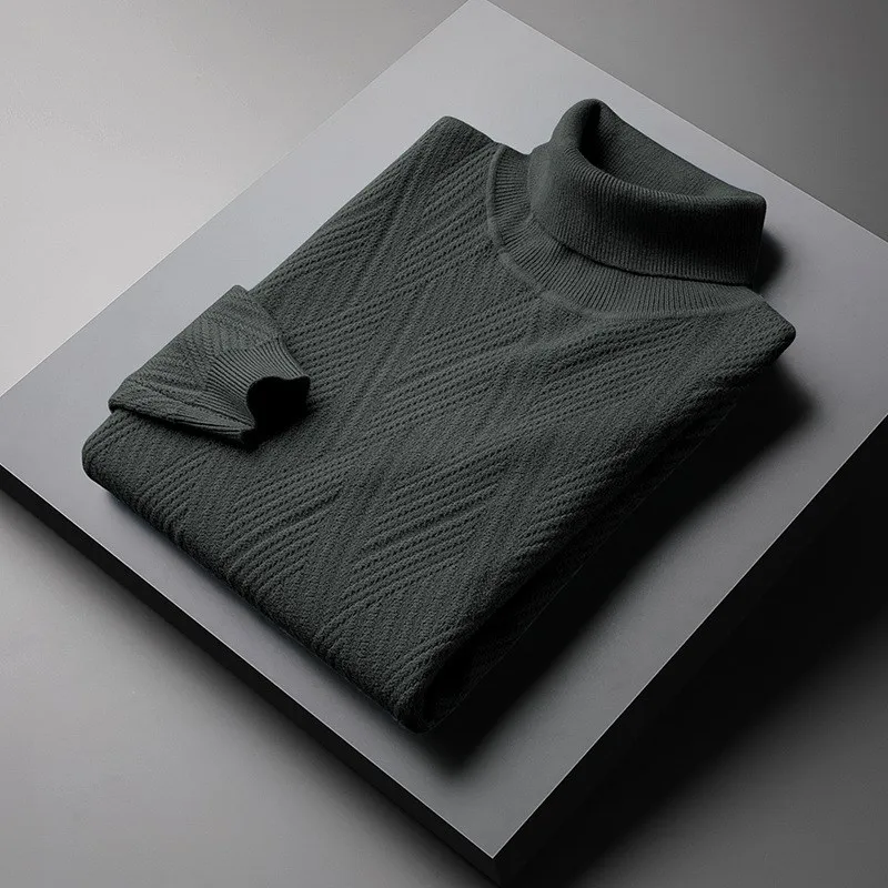 

Thiened High Collar Men's Knitted Sweater Fluffy Warm Long Sve Base irt Autumn Winter New Arrival Casual Wear