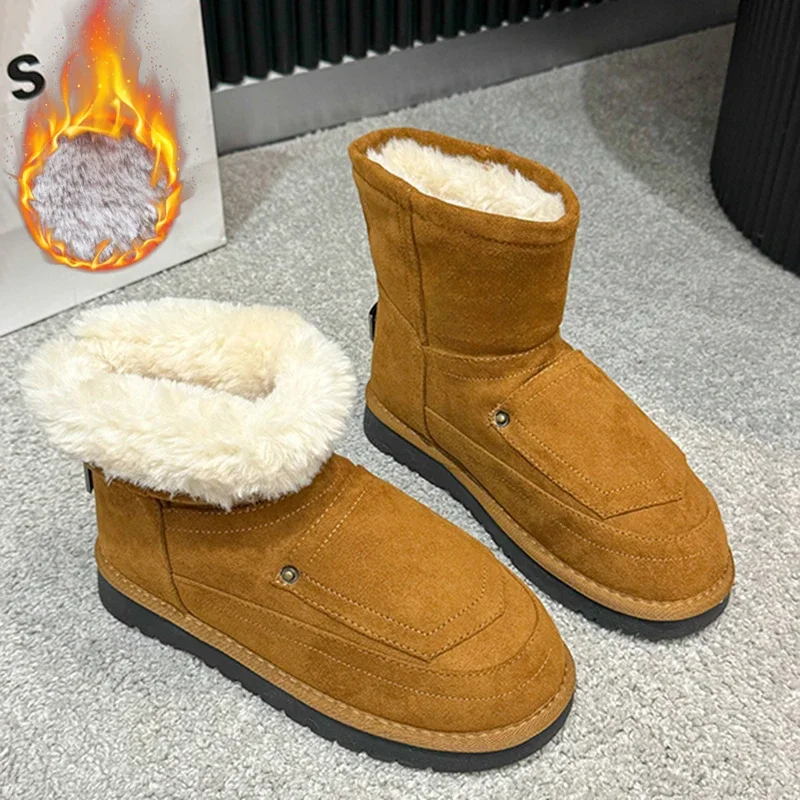 

Winter Women Snow Boots Suede Personalized Design Brand Warm Cotton Shoe Plush Boots Soft Comfortable Casual Outdoor Shoes 35-40