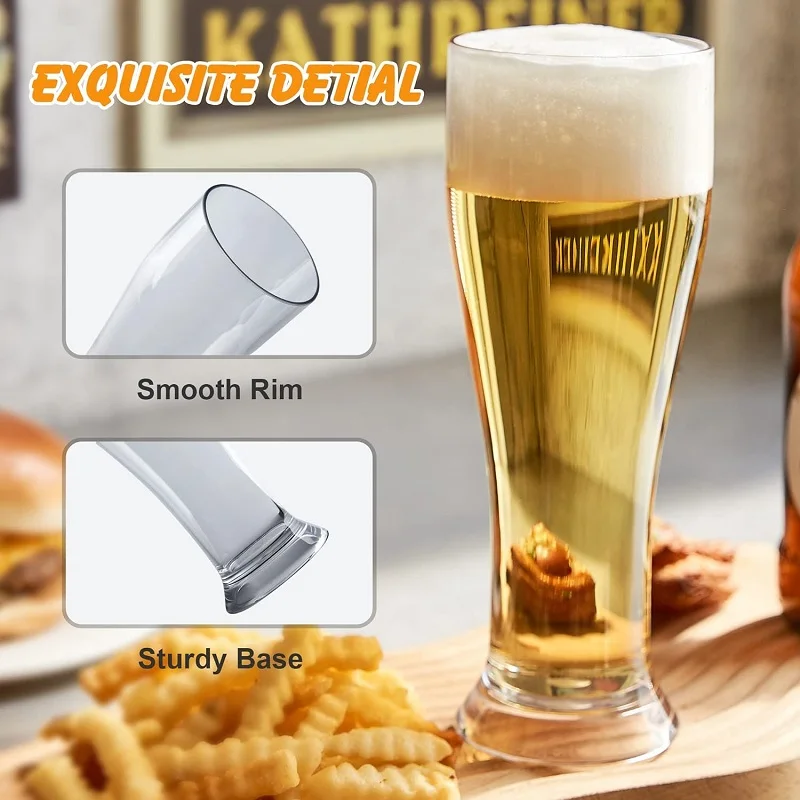 MICHELY 2/4PCS Set Unbreakable Tall Plastic Transparent Beer Cup Tritan Plastic Wheat Beer Cup Suitable For Party Football Party