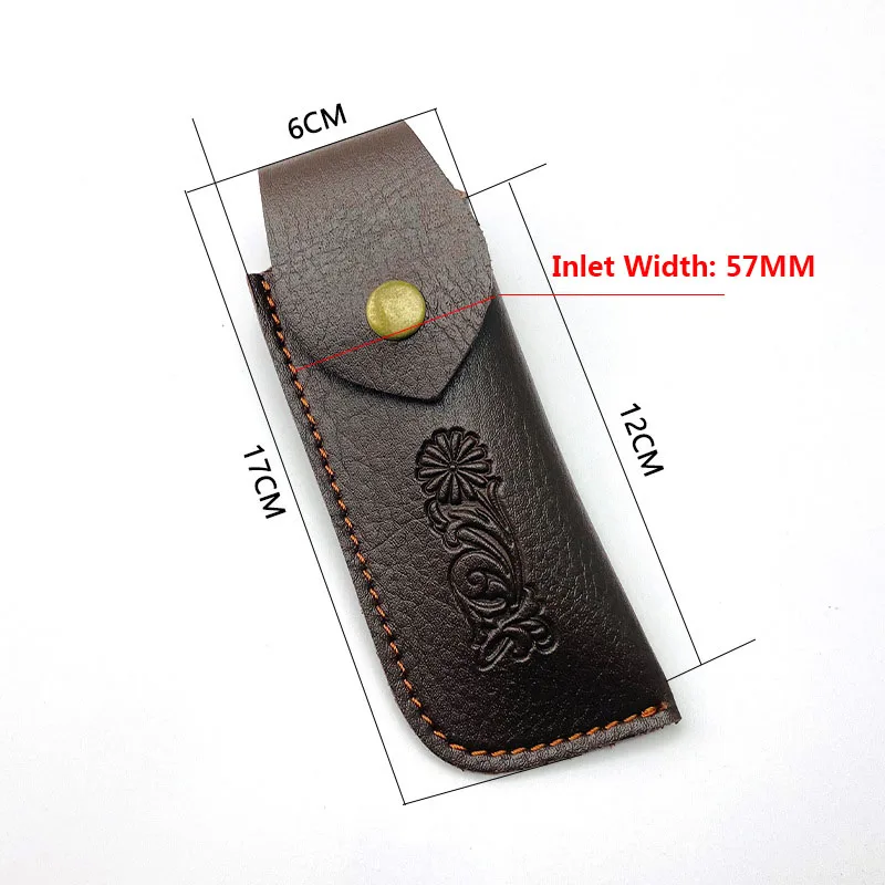 1pc Flower Patterned PU Leather Folding Swiss Army Knife Scabbard Sheath Pants With Buckle Small Straight Knives Pliers