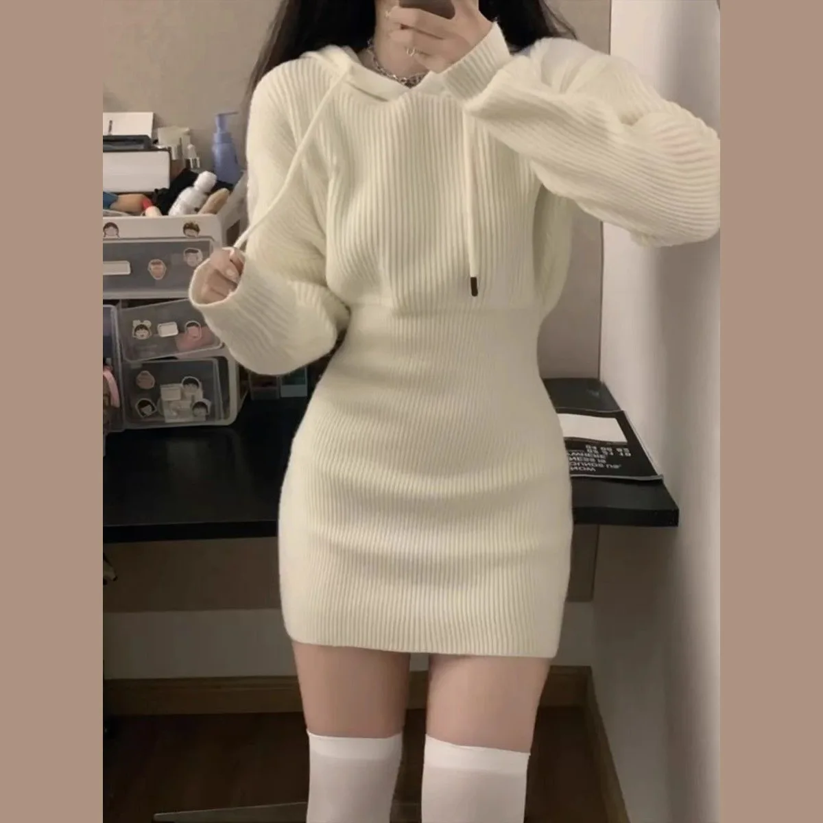 

Knee Length Pullover Graffiti Sweaters Jumpers Women Attractive Waisted Valentine's Ladies Preppy-Style Hollowed-Out Buttonless