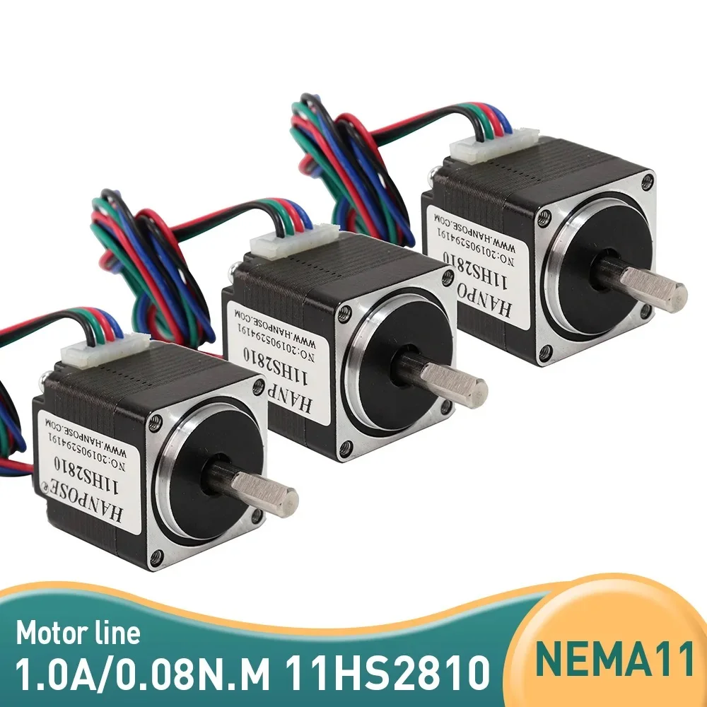 

3PCS 11HS2810 Nema11 hybrid Stepper motor 28x28x28mm two phases 4 wires 1.8 degrees for new CNC router
