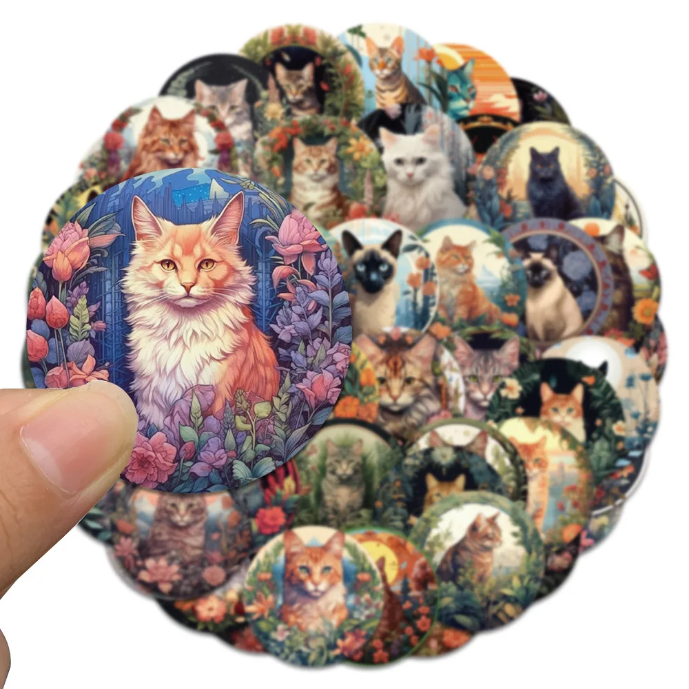 10/30/50Pcs Cat Flower Waterproof Graffiti Sticker Aesthetic Decorative Luggage Cup Laptop Phone Guitar Skateboard Kid Stickers