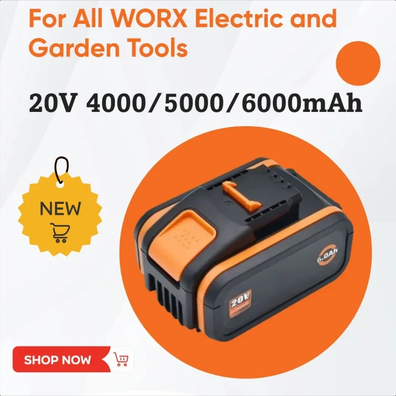 

20 В 4000/5000/6000 мАч для литиевой батареи Worx WA3551 WA3553 WA3553.1 WA3570 для всех электрических и садовых инструментов WORX