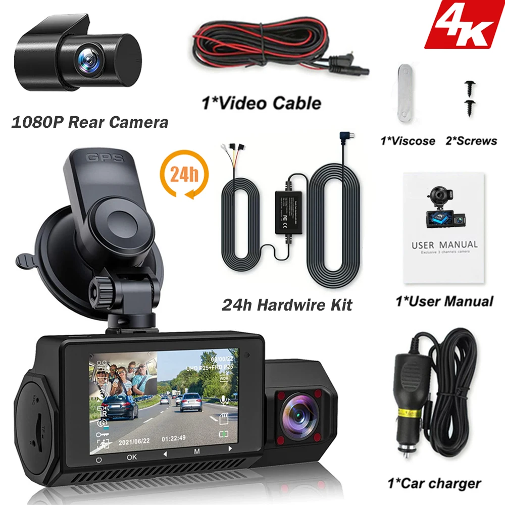 4K Dash Cam Wifi Uhd 3840*2160P Auto Dvr Voor Auto Surveillance Camera Video Recorders Dashcam 24H Parking Monitor