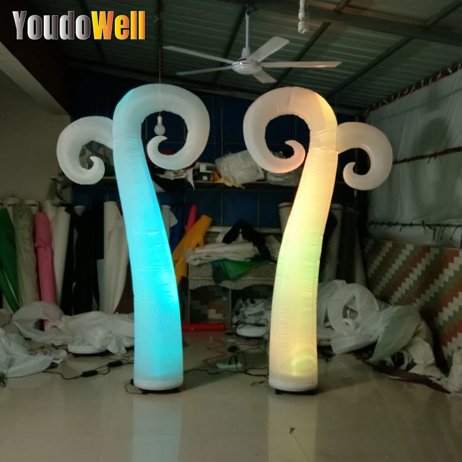 

2 Pack LED Light New Stage Decoration Inflatable Sheep Horn Lighting Column with Hair Dryer Portable Event Decoration