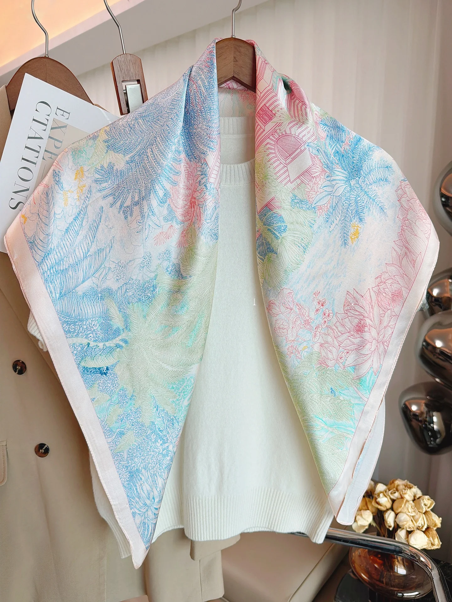 silk-scarf-fashionable-summer-new-style-100-silk-square-scarf-women's-stylish-shawl-shirt-outerwear
