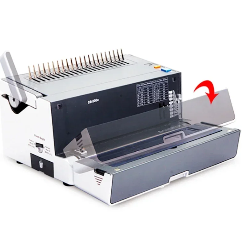

Small 21 Holes/19 Holes CB200E Electric Punching Binding Machine Tender Document 450 Sheets A4 Apron Clip Machine Folding