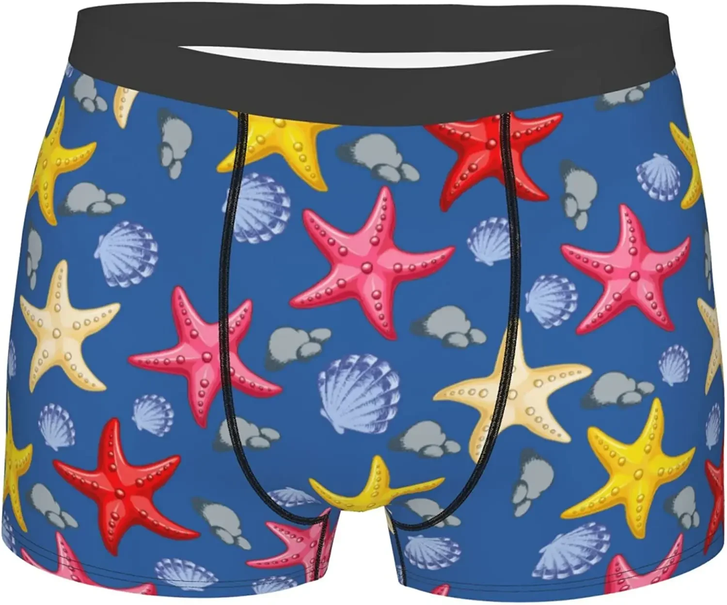 Men's Boxer Briefs Red Yellow Starfish Boxer Shorts Soft Breathable Stretch Wide Waistband Underwear Trunks for Men Boys