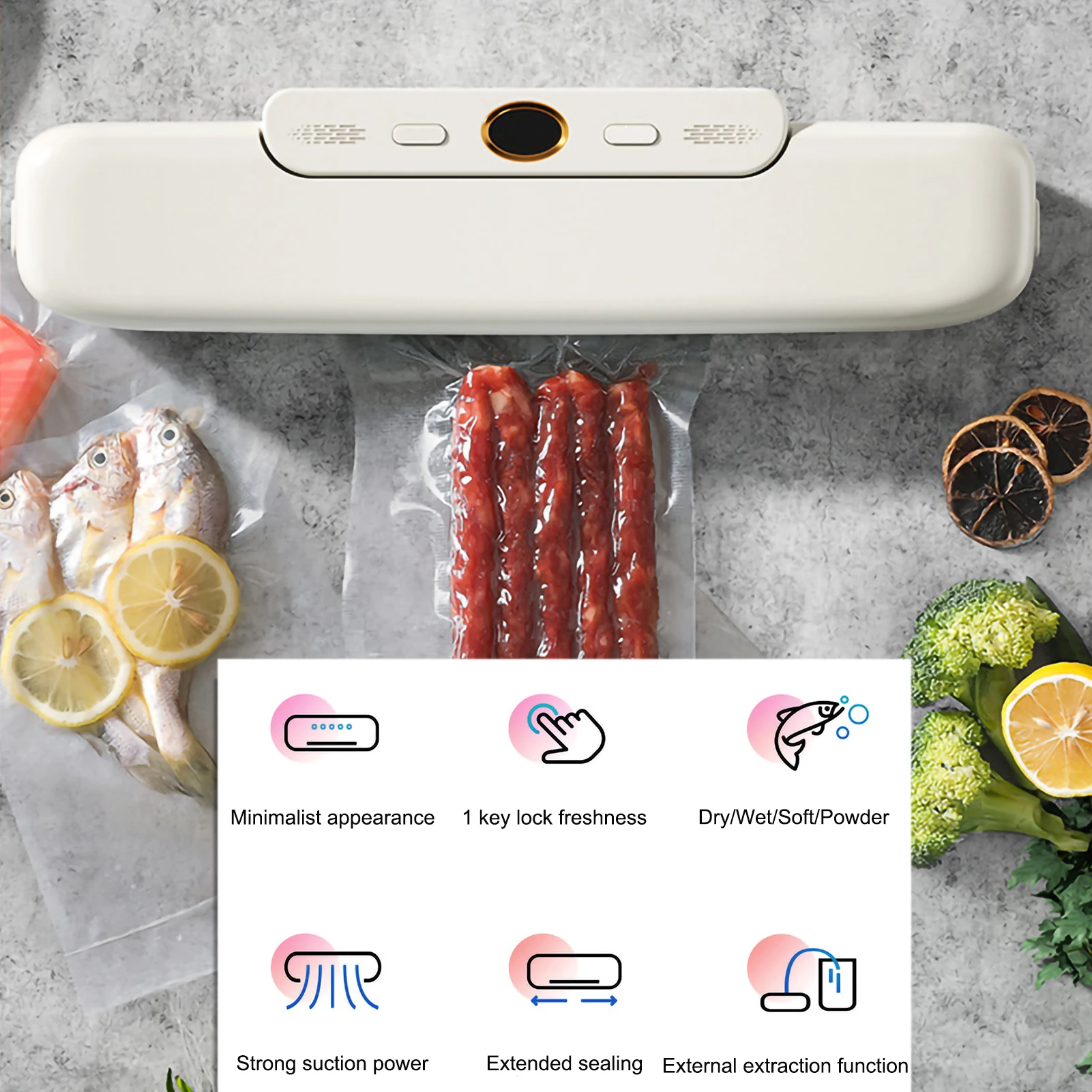 1 Pc New Household Automatic Vacuum Sealer Machine for Food Storage with 10 Pcs Food Saver Bags Sealing Machine Kitchen Gadgets