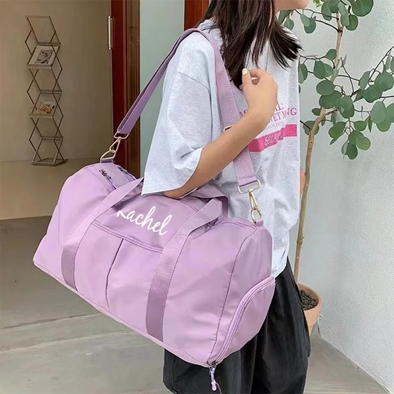 Sac de voyage personnalisé avec nom, sac de Fitness à séparation sèche et humide de grande capacité, sac à bagages indépendant brodé avec compartiment à chaussures