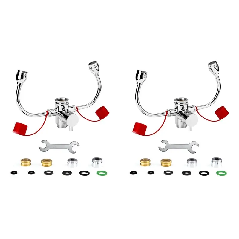 ABYN-2X Emergency Eye Wash Station - Faucet Mounted Eyewash Unit For Sink Attachment, Eye Flush Solution For Lab, Factory