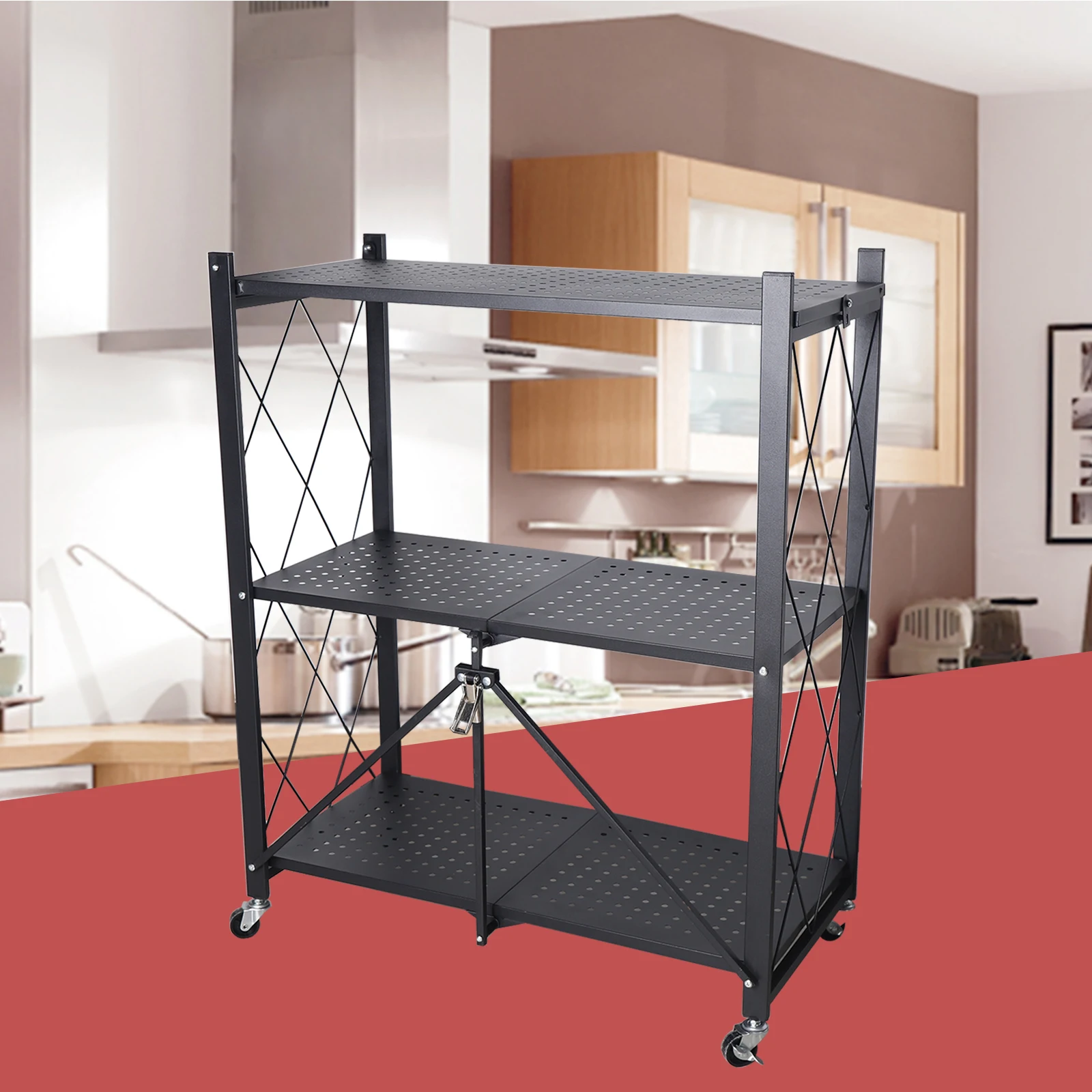 

3-Tier Wire Shelves Unit Adjustable Metal Shelf Rack Kitchen Storage Organizer