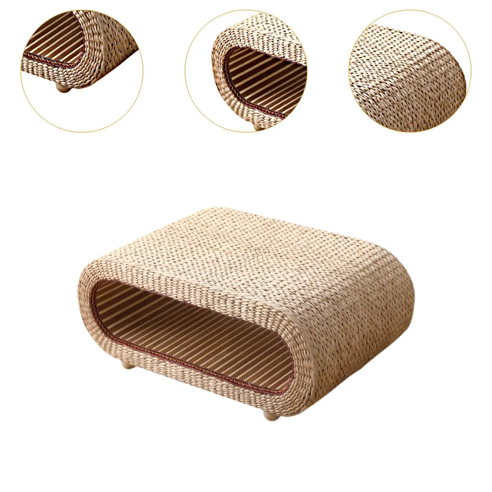 Mesa de centro de ratán de paja, mesa baja de meditación, mesa rectangular para suelo de balcón, mesa de ventana Tatami para el hogar, granja y oficina