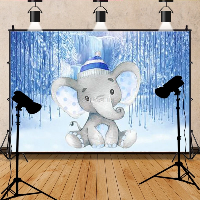 

Wild One Newborn Party Elephant Photography Backdrops Props Hundred days 1st Birthday Animals Photo Studio Background WP-23