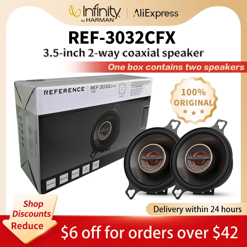 Altavoz coaxial para coche Infinity Car Audio de 3.5 pulgadas, tweeter, rango medio y graves, altavoz de rango completo para coche REF-3022CFX, altavoz estéreo