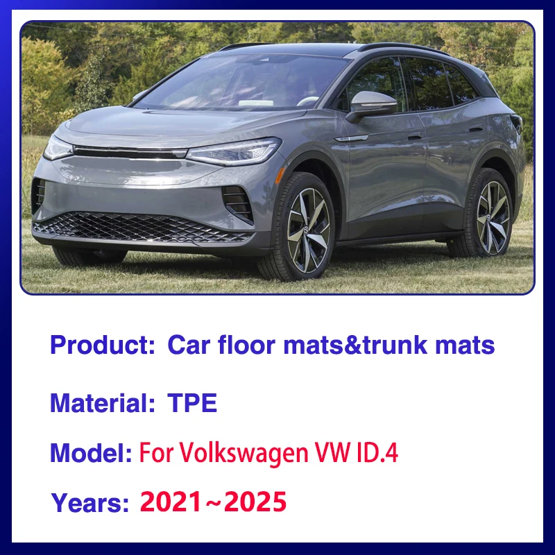 LHD سيارة الكلمة حصيرة ل Volkswagen VW ID.4 اكسسوارات 2021 ~ 2025 ID.5 GTX Pro مقاوم للماء الطين السجاد وسادة للقدم وسادة Tappeto كاملة #2