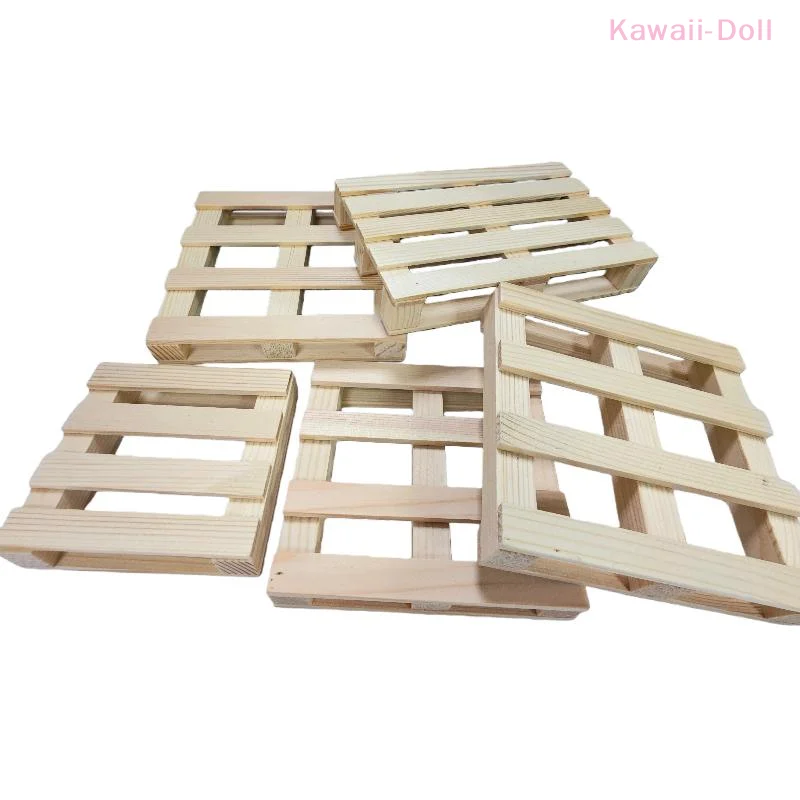 1 個ミニドールハウス木製パレット飲料コースター植木鉢クッション木製パレットコースターホットとコールドドリンク用