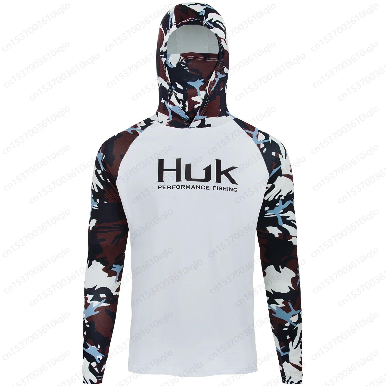 HUK UPF 50+ Langarm-Kapuzenhemd mit Gesichtsschutz, schnelltrocknende Sweatshirts, atmungsaktiver UV-Schutz, Angeltrikots für Herren – Detail 6