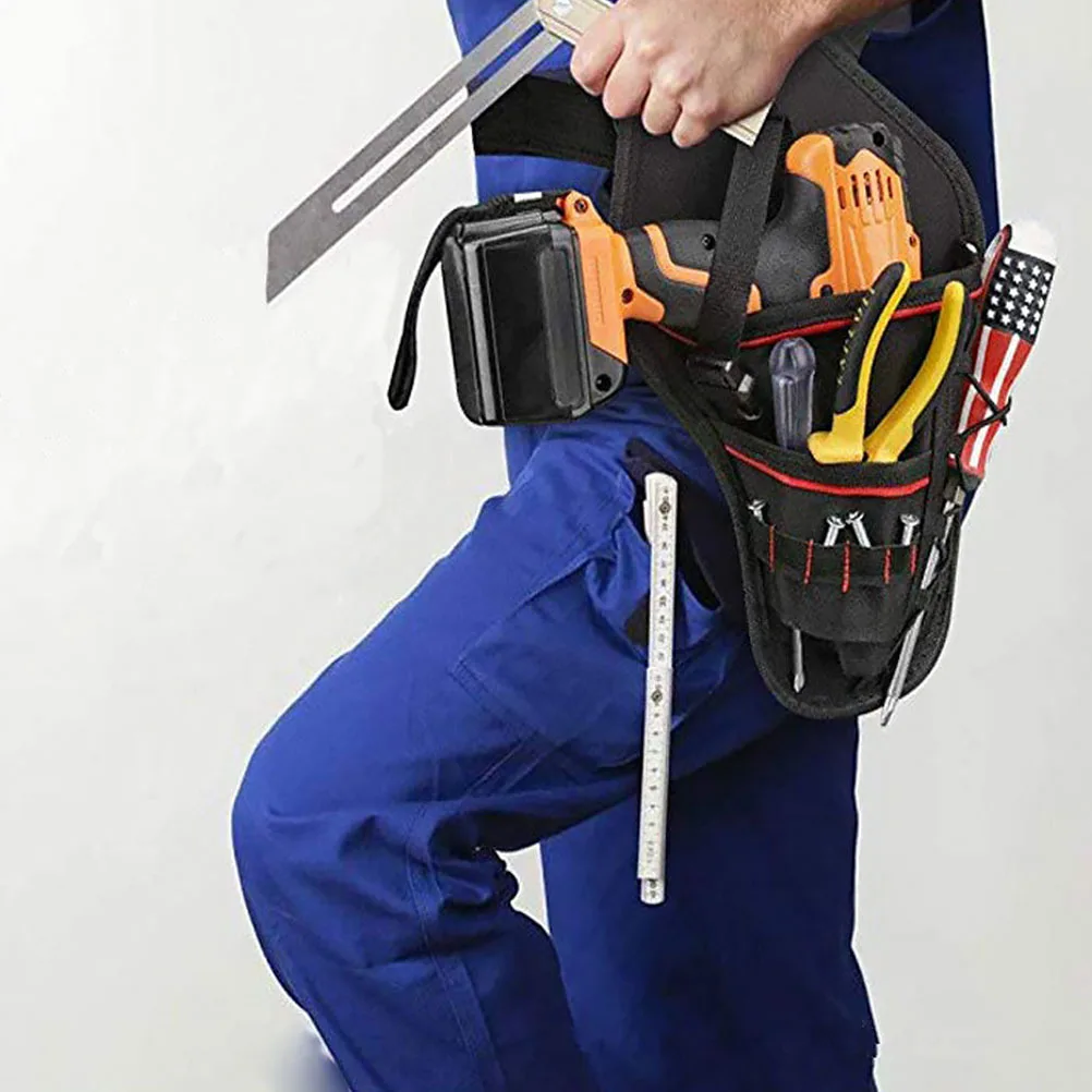 

1Pcs Durable Oxford Cloth Tool Storage Waist Pouch Waterproof Hardware Tool Bag Multi-Functional Electric Drill Bag for Plumber