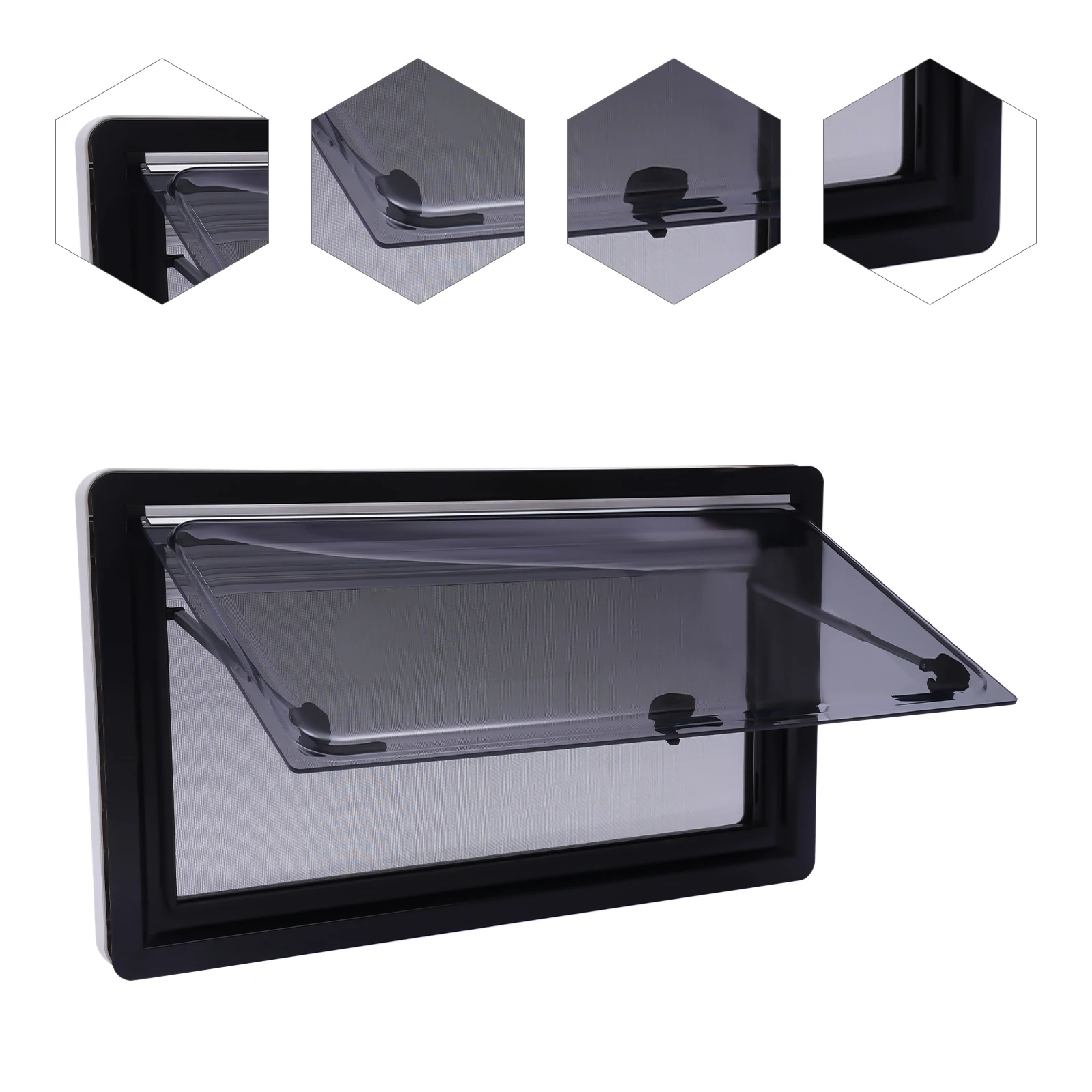 Aluminum Outer Fram Caravan Accessories RV Hinged Push Out Window for Camper and Trailer 450*500 mm/900*500 mm