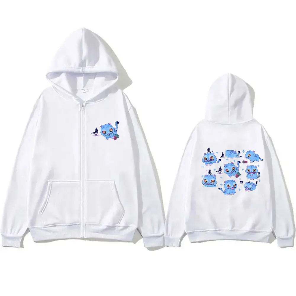 Kpop Demon Hunters Graphic Zipper Hoodie Cute Funny Derpy Tiger Print Jacket Coat Men Women Fashion Cartoon Trend Zip Up Hoodies