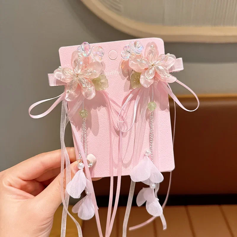 2023 New Children's Hanfu Headwear Little Girl Tassel Hairpin Princess Super Immortal Ancient Style Flower Hairpin Hairpin