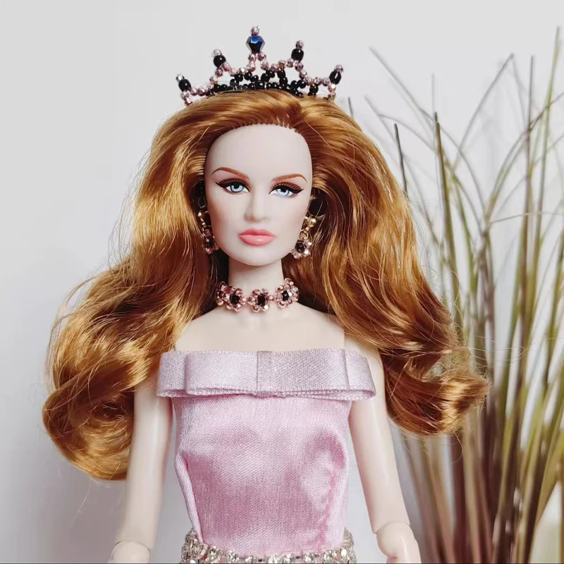 Nuovo 30 centimetri Supermodelo Bambola Accessori di Gioielli Fatti A Mano Corona + Collana + Bracciale + Orecchini + Anello + Gonna Per 1/6 FR bambola FAI DA TE Dress Up
