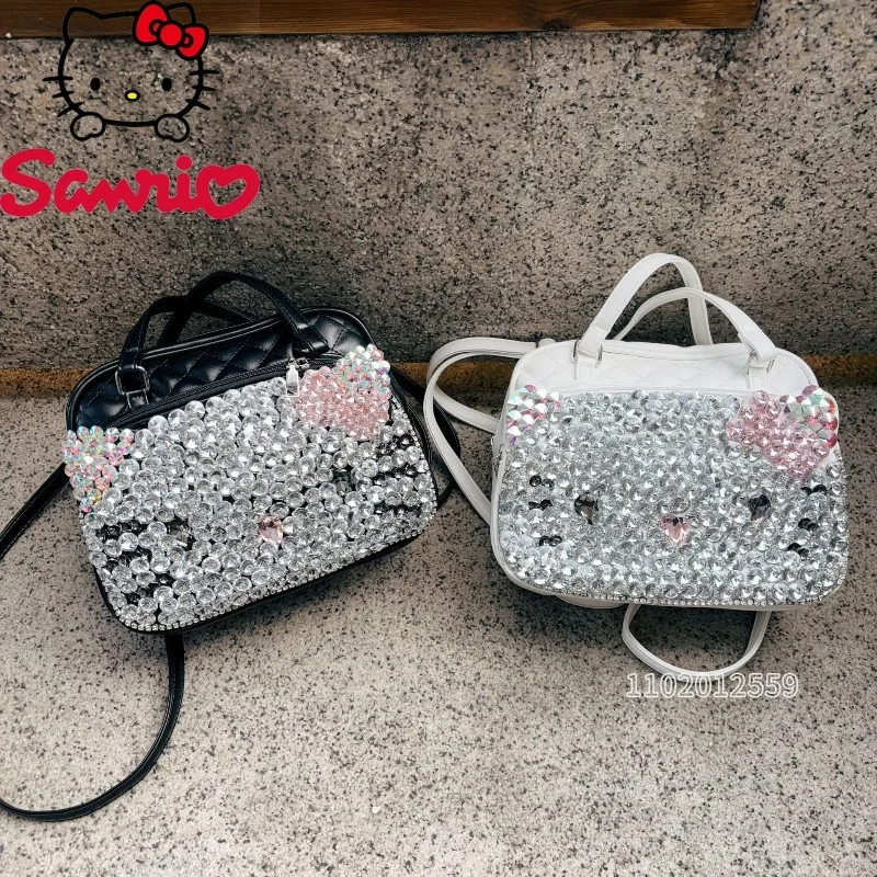  Hello Kitty New Fashion Diamond Backpack Cartoon Cute Women's Diamond Backpack Large Capacity Casual Women's Backpack