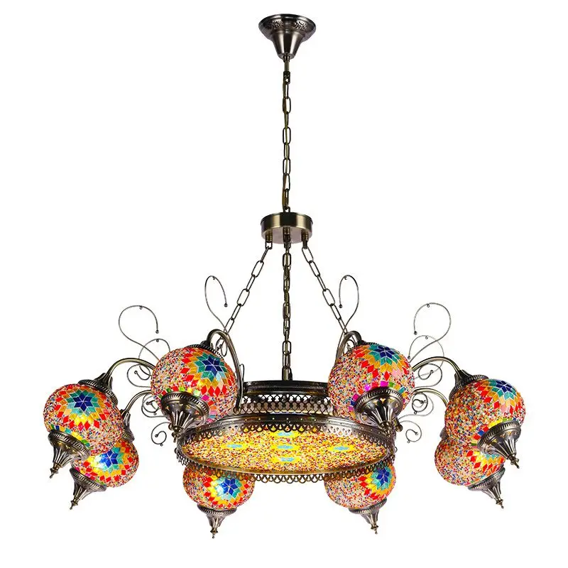 Vintage chandelier restaurant Turkish exotic mosaic glass chandelier hotel tea room bed and breakfast lamp table