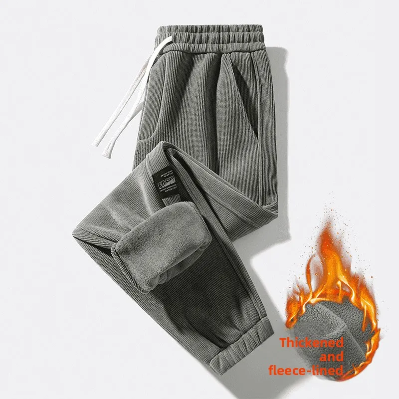

Men's Corduroy Pants Thiened Fce Lined Slim Fit Trousers Autumn Winter Faionable Casual Long Pants Youth ular