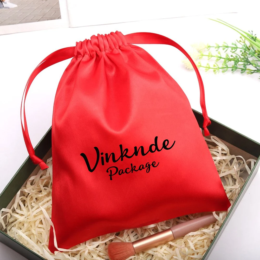 

Красный, фиолетовый, атласный мешок на шнурке для наращивания волос, индивидуальный логотип, роскошные ювелирные изделия, парфюмерные свечи, упаковка, шелковые пакеты для пыли