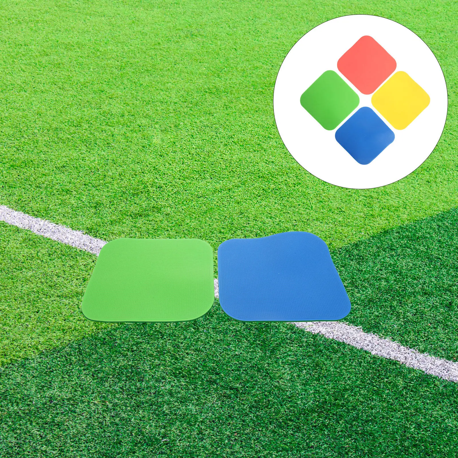 

4Pcs 9 Inch Square Soccer Training Markers Soft Non-Slip Poly Vinyl Floor Spot Markers for Agility Drills Playground Pe Gym