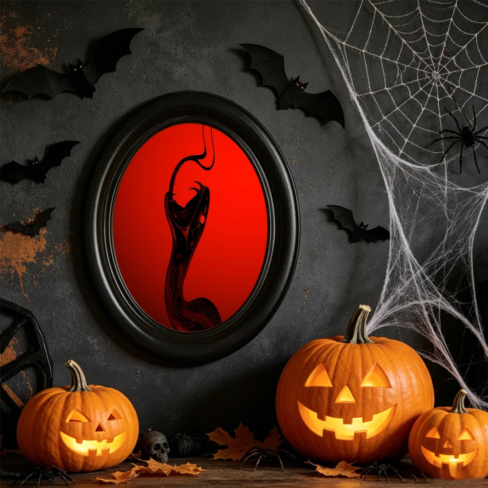Black Plastic Oval Wall Art Frame, Surreal Art Print Picture Frame, Gothic Halloween Wall Decor for Bedroom Living Room Home Dec