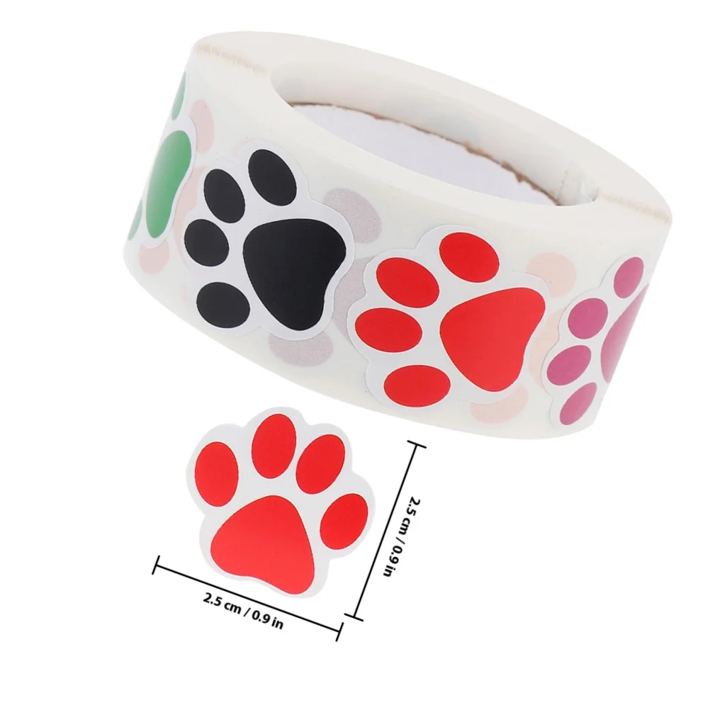 ملصقات بصمة أقدام الكلب الأليف لفة شارات مخلب الحيوانات للزينة DIY مكافآت المعلم ملصقات طباعة مخالب لفة لاصقة #3