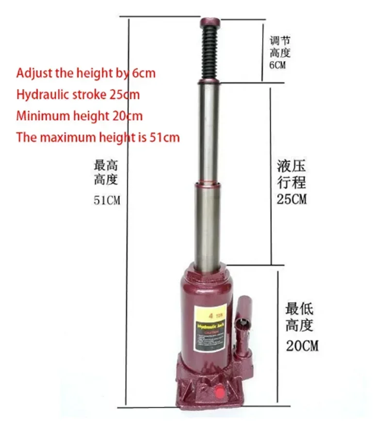 Load-bearing 4 Tons 4T Double Section Hydraulic Jack Off-road Vehicle SUV Commercial Vehicle Tire Change 3 Sections Lifting Tool