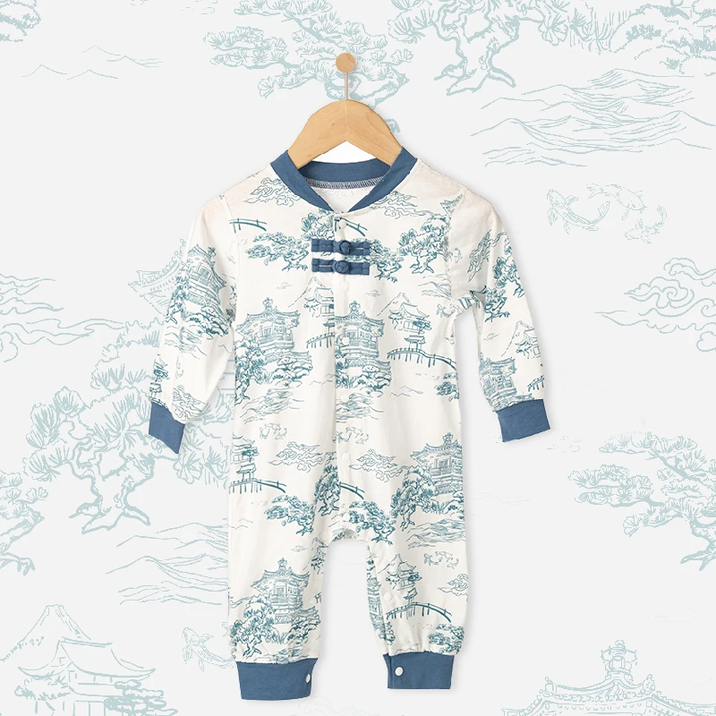 Chinese style infant baby boys girls Jumpsuit climbing suit pants crawling cotton Soft Fashion Baby Clothes