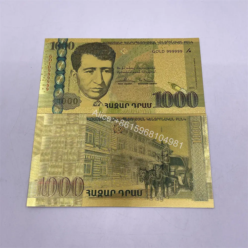 ARMENIA Gold Banknote 1000 5000 10000 20000 DRAM Souvenir Golden Cards For Collection Commemorative Gift