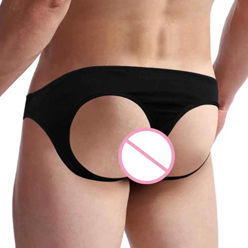 

Men Temptation Underwear Sexy Back Hollow Out Exposed Buttocks G String Underpants Erotic Lingerie Black Panties Jockstrap