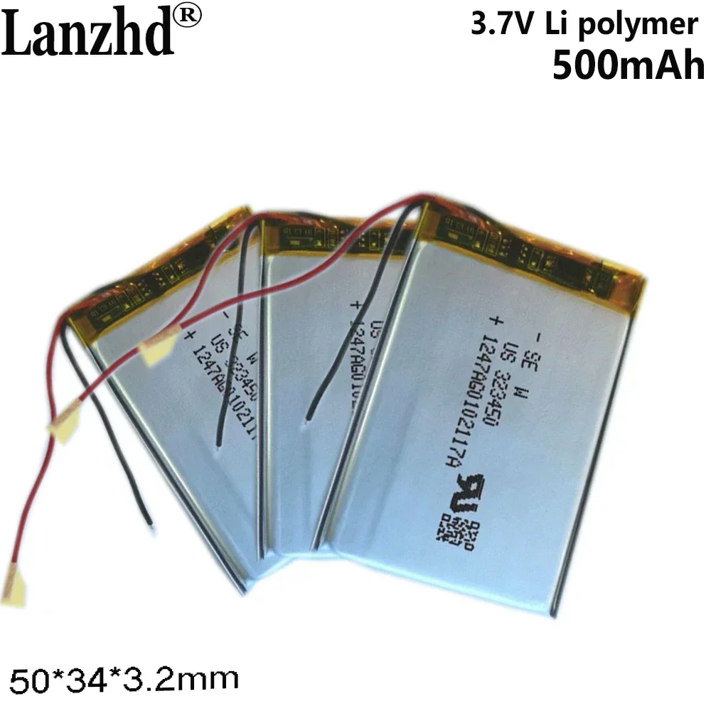 3.7V polymer lithium Battery 500MAH 323450 For  smart wearable products Medical products card reader