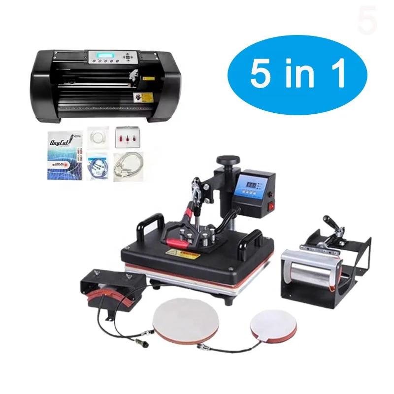 

Hot Sale Combo Sublimation Machine 5 In 1 T Shirt Heat Press Machine With 365mm Cutter Plotter