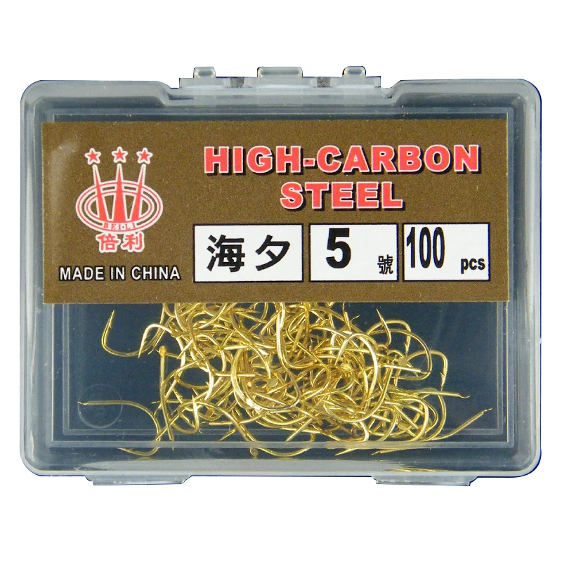 100Pcs/box Carp Fishing Hooks 3#-10# Gold Barbed Fish Hook Japanese High-carbon Crooked-mouth Carp Fishing Tackle Accessories