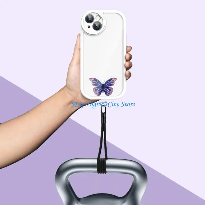 

U75B Detachable Phone Cord Clip Cartoon Butterfly Plan Multiple Functional Grip For Access Layouts Firm Hold Plastic Metal