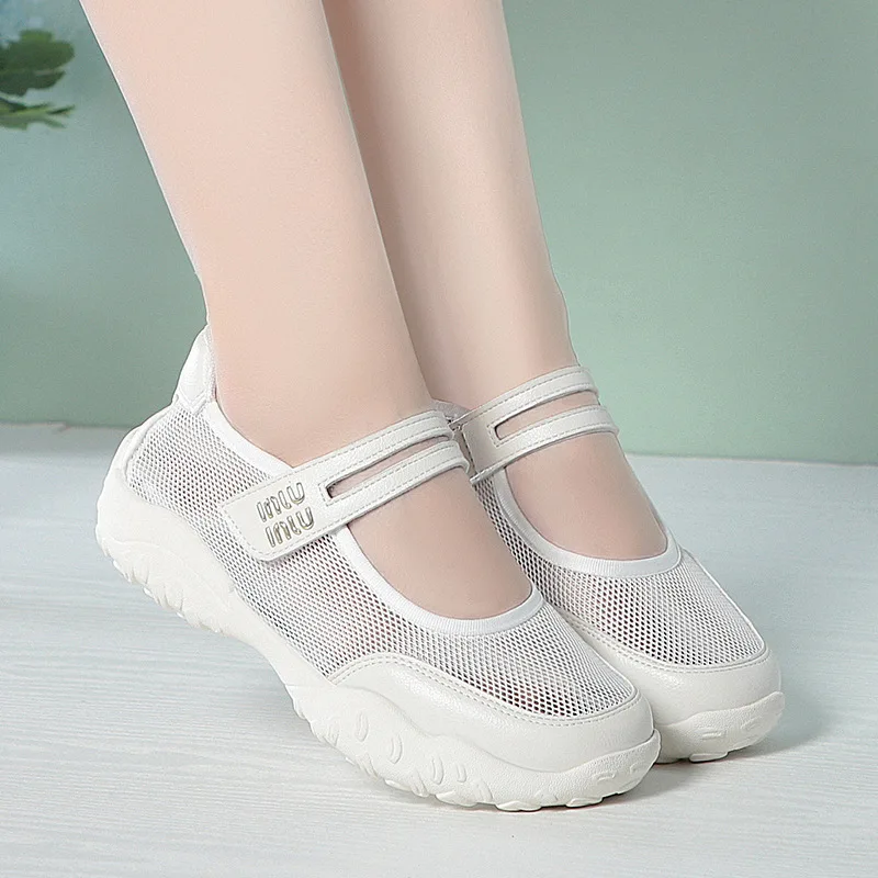 

Breathable Mesh Mary Jane Sneakers For Women With Adjustable Strap And Thick Sole Comfortable Casual Summer Outdoor Walking Shoe