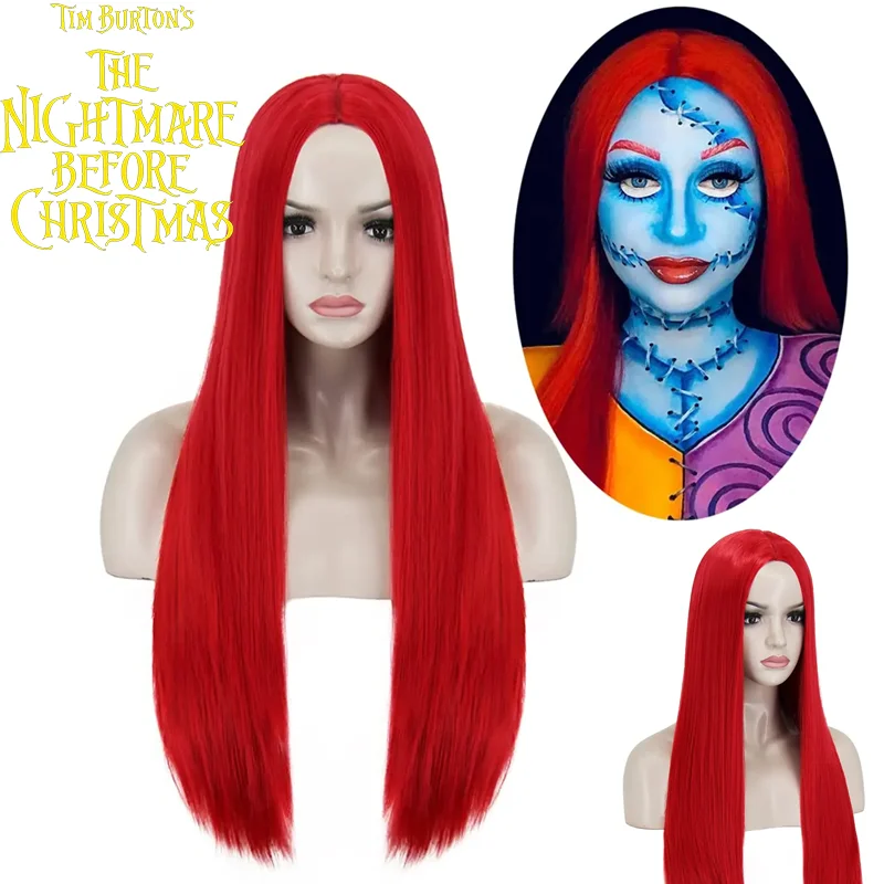 

The Nightmare Before Christmas Red Sally Wig Sally Costume Long Straight Red Synthetic Wig Hair Wigs for Sally Costume