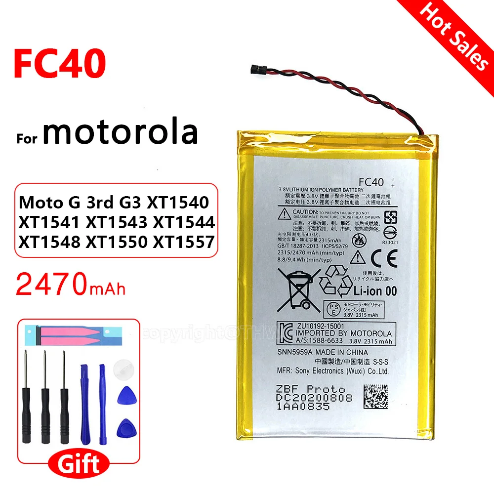 

Original New FC40 Batteria SNN5965A 2315mAh For Motorola Moto G 3rd G3 XT1540 XT1541 XT1543 XT1544 XT1548 XT1550 XT1557 Battery